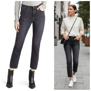 Edwin Bree Raw Hem Crop Straight Leg Jeans In Faded Black Size 28